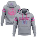 Custom Team Football Hoodie with Personalized Name and Number - Gray Light Blue Black Pink Sweatshirt Pullover Personalized