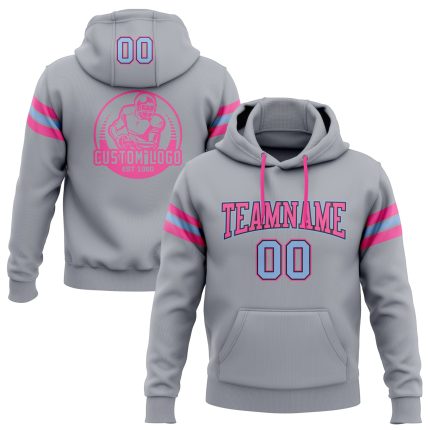 Custom Team Football Hoodie with Personalized Name and Number - Gray Light Blue Black Pink Sweatshirt Pullover Personalized