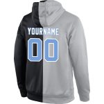 Custom Team Name & Number Sweatshirt Hoodie - Personalized Stitched Gray Light Blue-Black Split Fashion Pullover Personalized