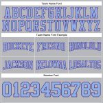 Custom Stitched Football Hoodie with Team Name and Number, Gray Light Blue-Purple Pullover Sweatshirt Personalized Stitched
