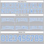 Custom Football Hoodie with Personalized Name and Number, Stitched Gray Light Blue-White Pullover Sweatshirt Personalized