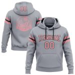 Personalized Custom Name Number Football Pullover Hoodie Medium Gray Pink-Black Sweatshirt Personalized Stitched Gray Medium
