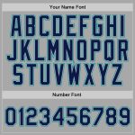 Custom Team Hoodie with Name and Number - Personalized Gray Navy-Aqua Sports Pullover Sweatshirt Personalized Stitched Gray