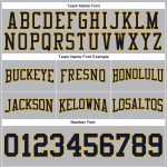 Customizable Football Hoodie Sweatshirt with Stitched Name and Number - Gray Navy Gold Personalized Stitched Gray Navy-Gold