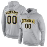 Custom Team Name Number Gray Navy Gold Pullover Sports Hoodie Personalized Stitched Sweatshirt Personalized Stitched Gray