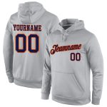 Custom Team Name Number Sports Hoodie - Personalized Gray Navy-Orange Pullover Sweatshirt Personalized Stitched Gray Navy-Orange