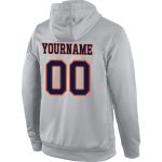 Custom Team Name Number Sports Hoodie - Personalized Gray Navy-Orange Pullover Sweatshirt Personalized Stitched Gray Navy-Orange