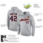 Custom Team Name Number Sports Hoodie - Personalized Gray Navy-Orange Pullover Sweatshirt Personalized Stitched Gray Navy-Orange