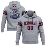 Custom Team Name Number Football Hoodie Sweatshirt Gray Navy Red Pullover Personalized Stitched Personalized Stitched Gray
