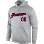 Custom Team Name Number Sports Hoodie Sweatshirt Personalized Gray Navy-Red Stitched Pullover Personalized Stitched Gray