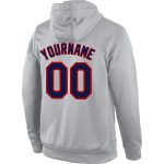 Custom Team Name Number Sports Hoodie Sweatshirt Personalized Gray Navy-Red Stitched Pullover Personalized Stitched Gray