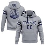 Custom Name Number Personalized Football Hoodie Sweatshirt Pullover Gray Navy White Personalized Stitched Gray Navy-White