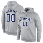Personalized Gray Navy-White Sports Hoodie Sweatshirt Pullover for Men and Women Personalized Stitched Gray Navy-White Sports