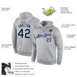 Custom Name Number Hoodie Sweatshirt Personalized Stitched Sports Pullover Gray Navy White Team Apparel Personalized Stitched