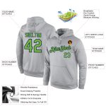 Custom Sports Hoodie with Personalized Name & Number - Gray Neon Green-Navy Pullover Sweatshirt Personalized Stitched Gray