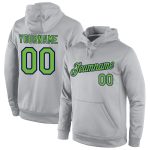Custom Sports Hoodie with Personalized Name & Number - Gray Neon Green-Navy Pullover Sweatshirt Personalized Stitched Gray