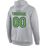 Custom Sports Hoodie with Personalized Name & Number - Gray Neon Green-Navy Pullover Sweatshirt Personalized Stitched Gray