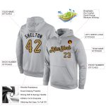 Custom Name and Number Gray Black Gold Sports Hoodie Sweatshirt Pullover Personalized Stitched Gray Old Gold-Black Sports