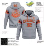 Custom Team Hoodie with Name and Number - Gray Orange-Black Football Sweatshirt Personalized Stitched Gray Orange-Black Football