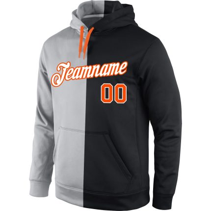 Custom Name Number Gray Orange Black Sports Hoodie Pullover Sweatshirt Fashion Team Personalized Stitched Personalized Stitched
