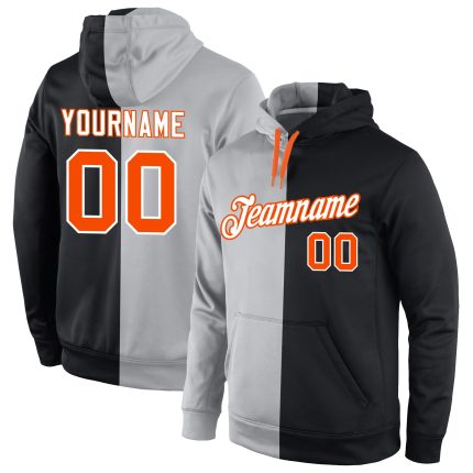 Custom Name Number Gray Orange Black Sports Hoodie Pullover Sweatshirt Fashion Team Personalized Stitched Personalized Stitched