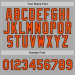 Personalized Sports Pullover Hoodie Gray Orange-Black Stitched Sweatshirt Personalized Stitched Gray Orange-Black Sports