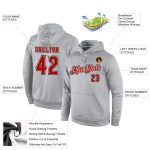 Custom Team Name Number Gray Orange Black Sports Hoodie Sweatshirt Personalized Stitched Pullover Personalized Stitched Gray