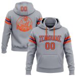 Custom Team Football Hoodie Sweatshirt with Personalized Name and Number - Stitched Gray Orange-Royal Design Personalized