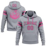 Custom Football Hoodie with Name and Number - Personalized Gray Pink Kelly Green Pullover Sweatshirt Personalized Stitched