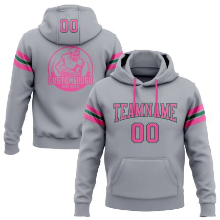 Custom Football Hoodie with Name and Number - Personalized Gray Pink Kelly Green Pullover Sweatshirt Personalized Stitched