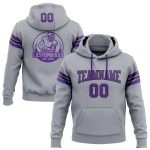 Custom Name Number Gray Purple Black Football Hoodie Personalized Sweatshirt Pullover Personalized Stitched Gray Purple-Black