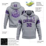 Custom Name Number Gray Purple Black Football Hoodie Personalized Sweatshirt Pullover Personalized Stitched Gray Purple-Black