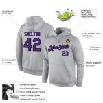 Custom Team Name Number Sports Hoodie Sweatshirt Pullover Gray Purple Black - Personalized Stitched Design Personalized Stitched