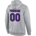 Custom Team Name Number Sports Hoodie Sweatshirt Pullover Gray Purple Black - Personalized Stitched Design Personalized Stitched
