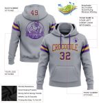 Custom Gray Purple Gold Football Hoodie Sweatshirt with Personalized Name and Number - Team Apparel Personalized Stitched