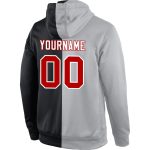 Custom Team Hoodie with Personalized Name & Number - Gray Red-Black Split Fashion Sports Pullover Sweatshirt Personalized