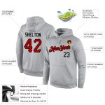 Custom Name Number Gray Red Black Sports Hoodie Sweatshirt Personalized Team Pullover Personalized Stitched Gray Red-Black