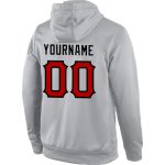 Custom Name Number Gray Red Black Sports Hoodie Sweatshirt Personalized Team Pullover Personalized Stitched Gray Red-Black