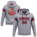 Custom Name Number Football Hoodie Personalized Stitched Gray Red-Navy Sweatshirt Pullover for Teams Personalized Stitched