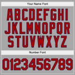 Custom Sports Hoodie Personalized with Name & Number - Gray Red-Navy Stitched Pullover Sweatshirt Personalized Stitched Gray