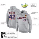 Custom Name Number Royal Orange Gray Sports Hoodie Sweatshirt Pullover - Personalized Team Apparel Personalized Stitched