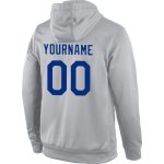 Custom Name and Number Sports Hoodie Pullover Sweatshirt in Gray with Royal-Red Stitched Design - Personalized Team Apparel