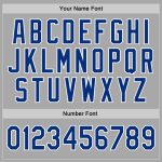 Custom Name and Number Gray Royal Sports Hoodie Pullover Sweatshirt - Personalized Team Apparel Personalized Stitched Gray