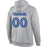 Custom Name Number Gray Royal-White Sports Hoodie Pullover Sweatshirt - Personalized Team Style Personalized Stitched Gray