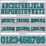 Custom Name Number Personalized Football Hoodie Sweatshirt Teal Black Gray Pullover Personalized Stitched Gray Teal-Black
