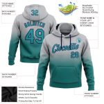 Custom Name Number Sports Hoodie Sweatshirt - Personalized Gray Teal Navy Fade Pullover Fashion Style Personalized Stitched