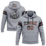 Custom Name Sports Hoodie Personalized Vintage USA Flag Gray Football Pullover Sweatshirt Black-Crimson Personalized Stitched