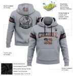 Custom Name Sports Hoodie Personalized Vintage USA Flag Gray Football Pullover Sweatshirt Black-Crimson Personalized Stitched