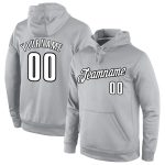 Custom Name Number Sports Hoodie Sweatshirt Pullover - Personalized Stitched Gray Black Team Apparel Personalized Stitched