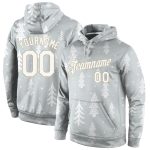 Custom Name and Number 3D Sports Hoodie - Gray White Old Gold Christmas Pullover Sweatshirt Personalized Stitched Gray White-Old